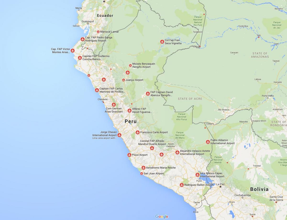 аэрапорты Перу на карце