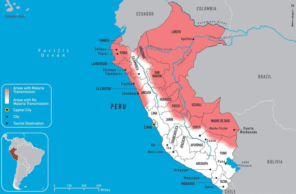 карта Перу з малярыяй