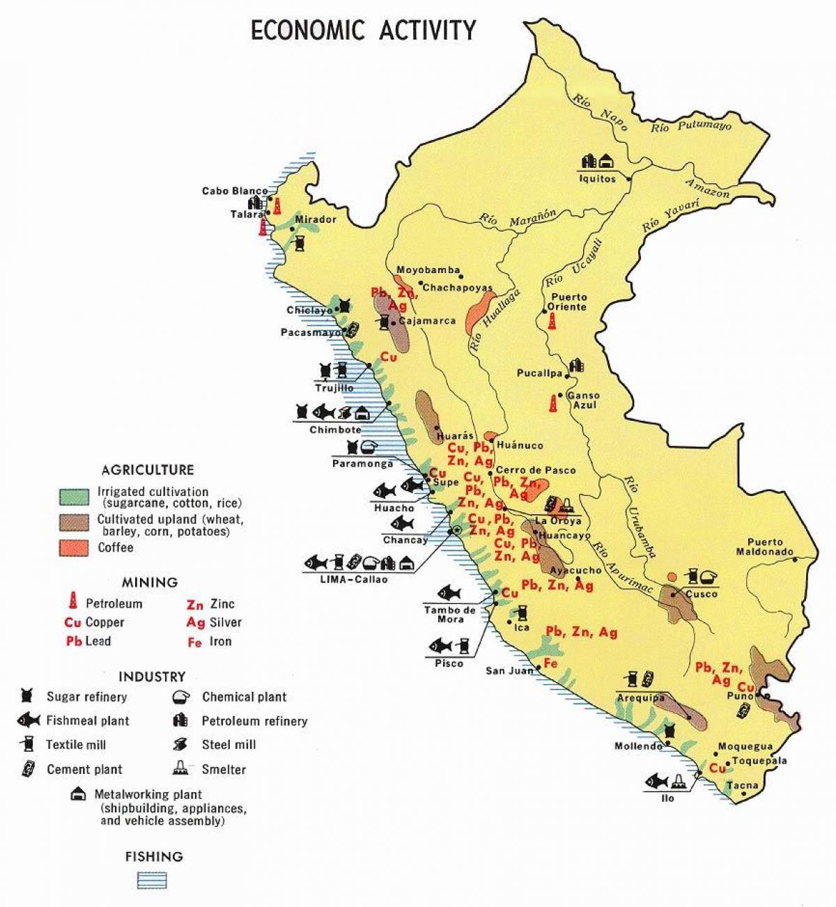 карта Перу сельская гаспадарка