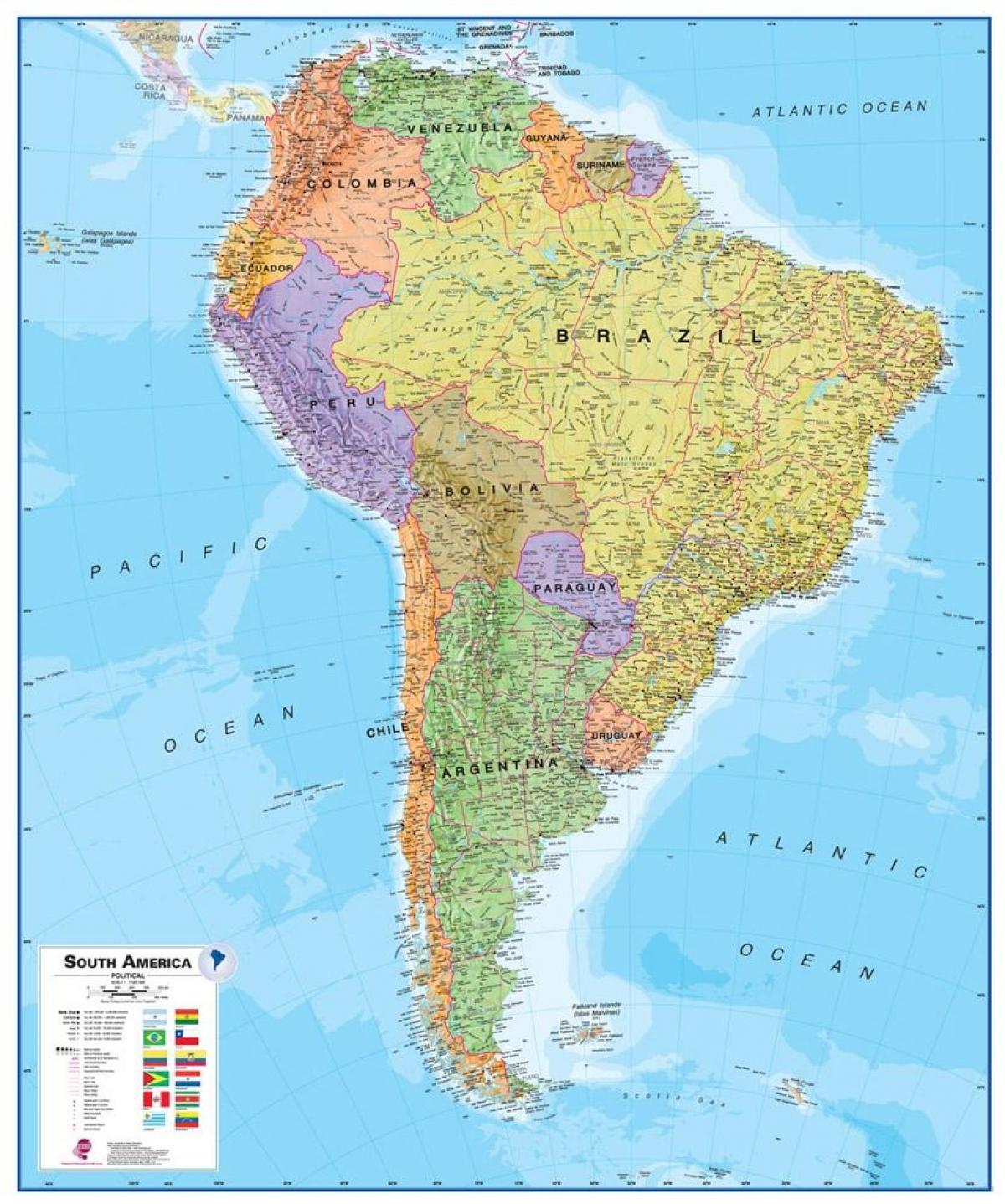 карта Паўднёвай Амерыкі Перу