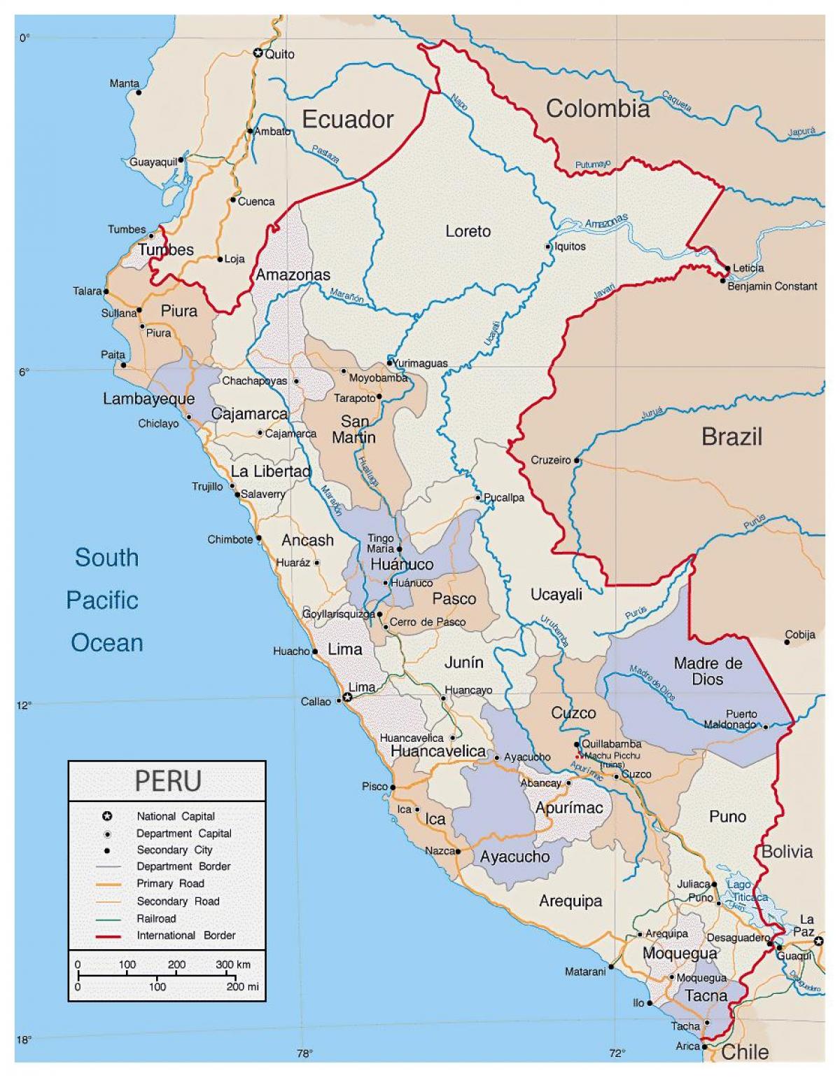 карта падрабязная карта Перу