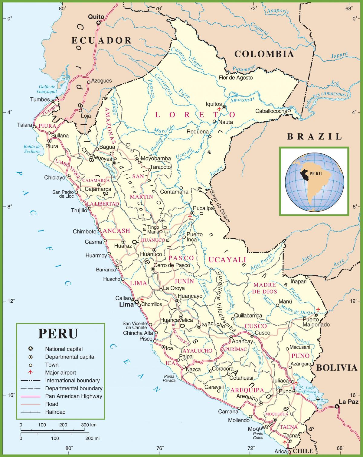 карта палітычная карта Перу