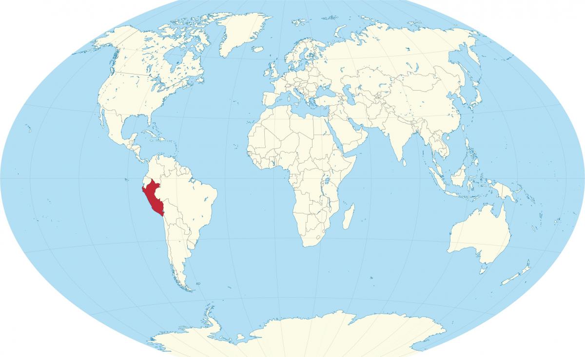 карта свету, якая паказвае Перу