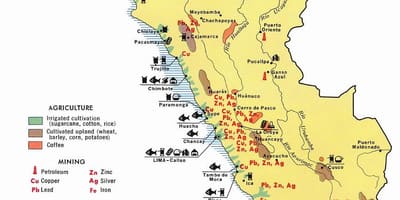 Карта Перу сельская гаспадарка